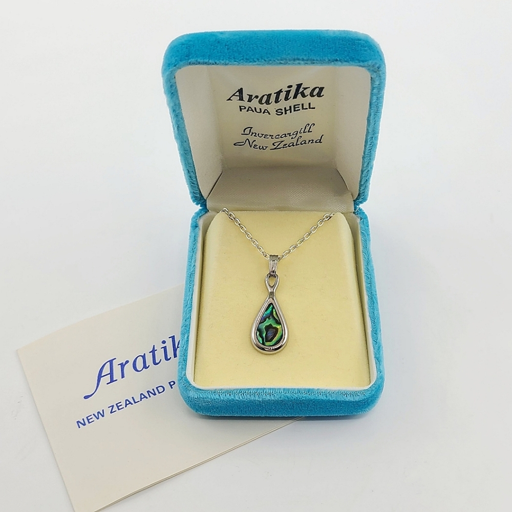 New Zealand Paua Shell Pendant Silver Necklace
